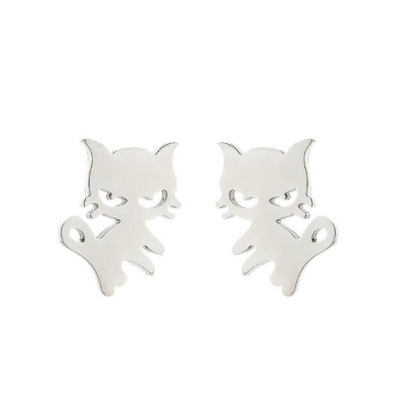 5/$20 Cat Mini Stainless Steel Stud Earrings Fur Mom - Picture 1 of 3